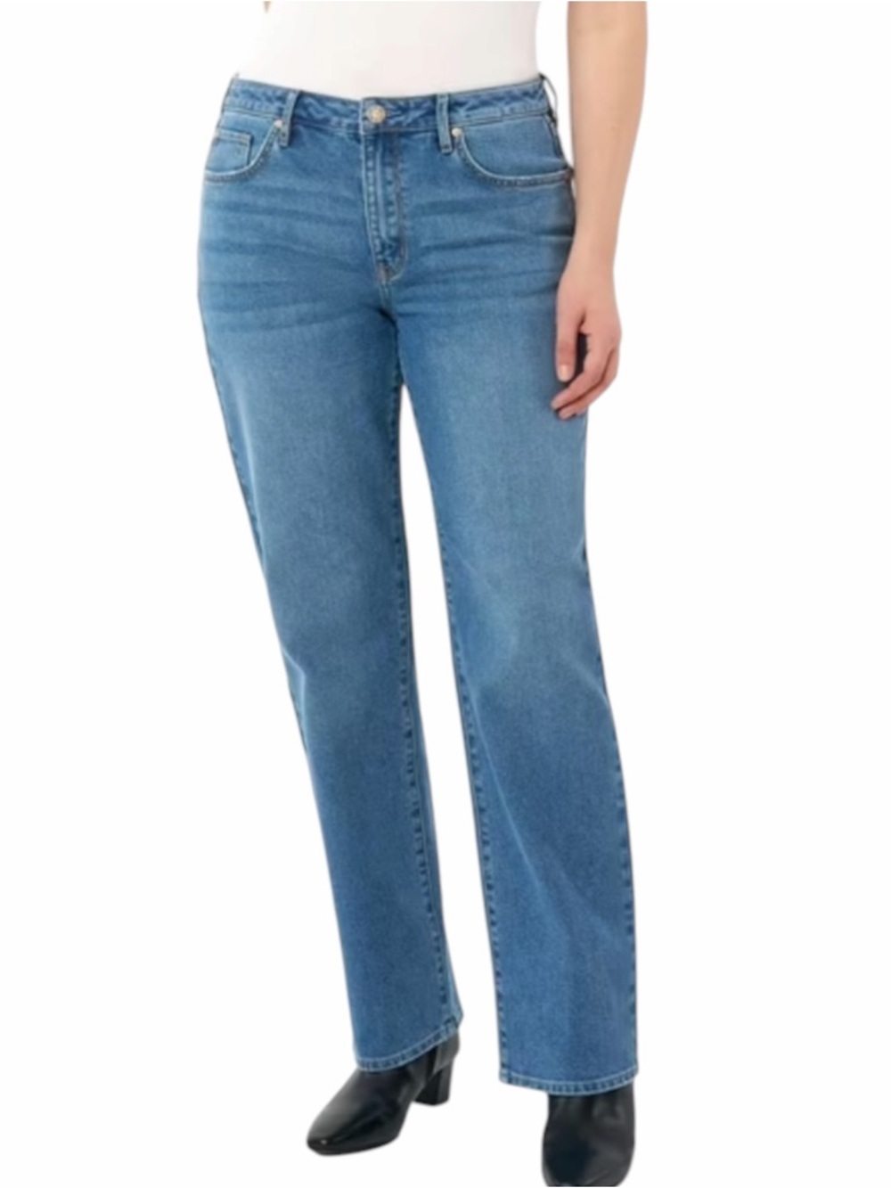 NWT Seven7 Women's Loose Straight Jean Size 10 High Rise Fitted Through Hips